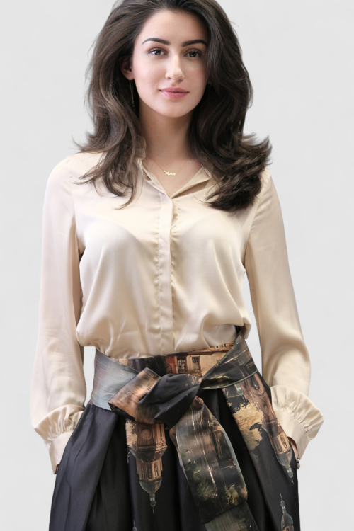Nježna satenska košulja Fianna u bež boji