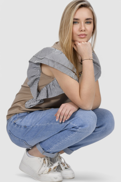 Ženska bež majica kratki rukav Noemie