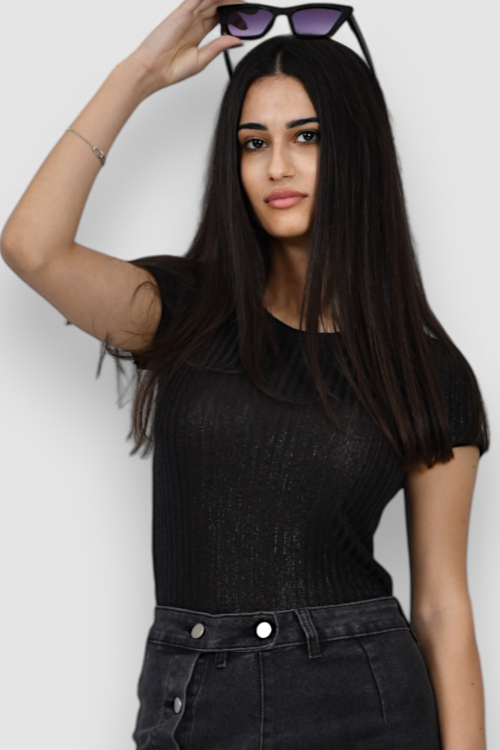 Ženska crna majica kratki rukav Gia