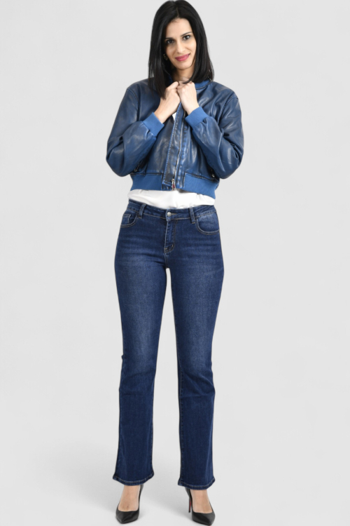 Ženska plava kožna jakna Isabelle