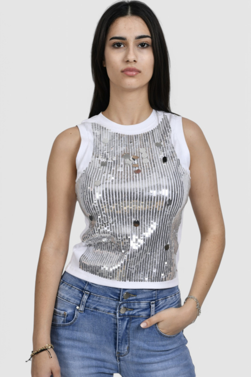 Ženska srebrna majica bez rukava Lumi