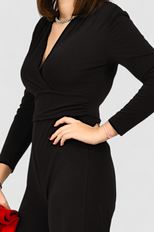 Ženski crni elegantni kombinezon Elara