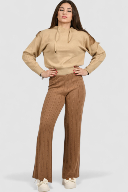 Ženska smeđa hoodica sa kapuljačom Noelia