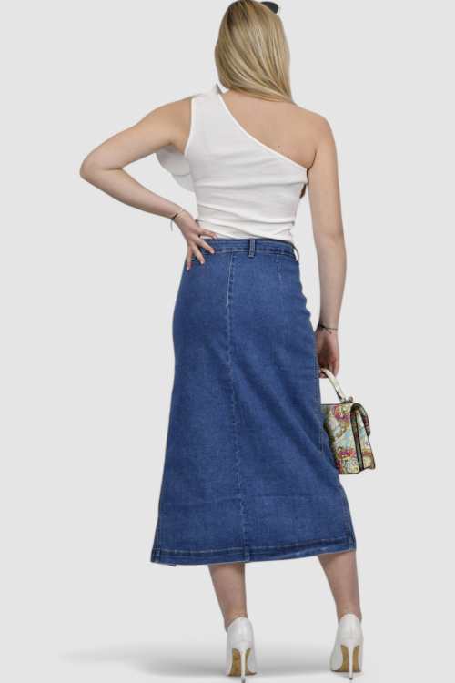 Ženska plava midi traper suknja  Marlene