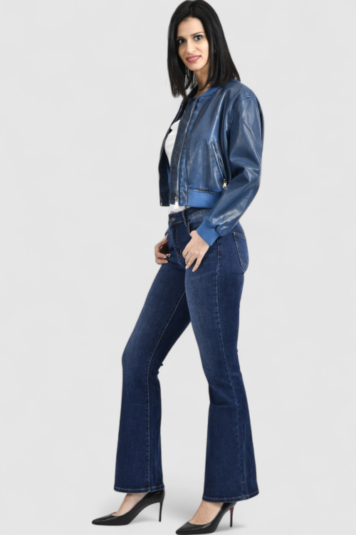 Ženska plava kožna jakna Isabelle