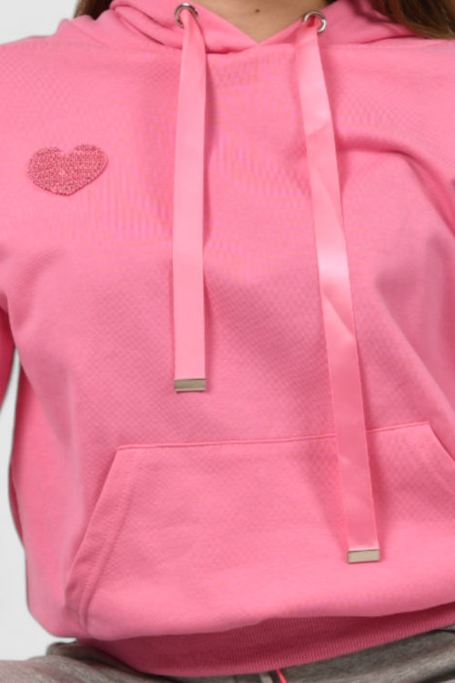 Ženska roza hoodica sa kapuljačom Ysabel