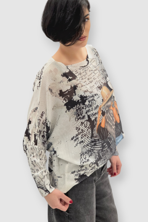 Ženska končana majica dugih rukava Faye sa printom žene