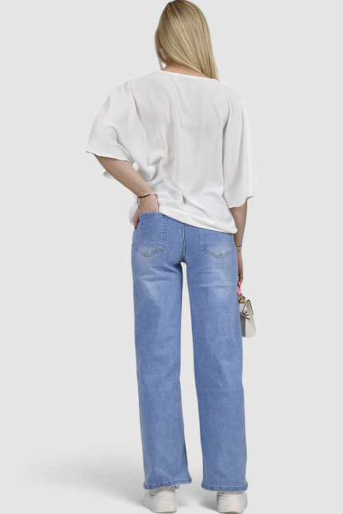 Ženske plave traperice široke nogavice Cora