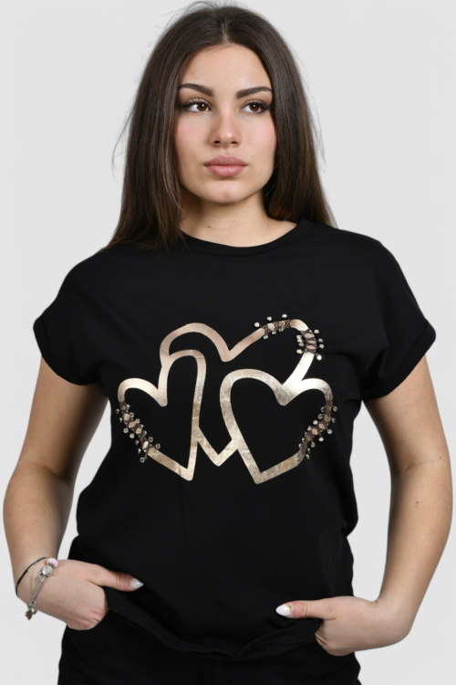 Ženska crna majica kratki rukav Melody