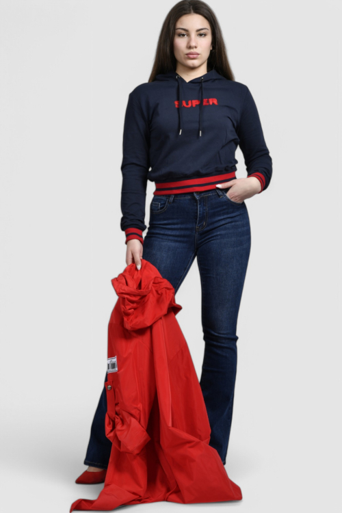 Ženska plava hoodica sa kapuljačom Mela