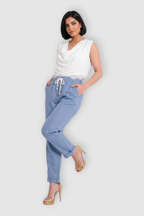 Ženska bijela elegantna bluza sa čipkom
