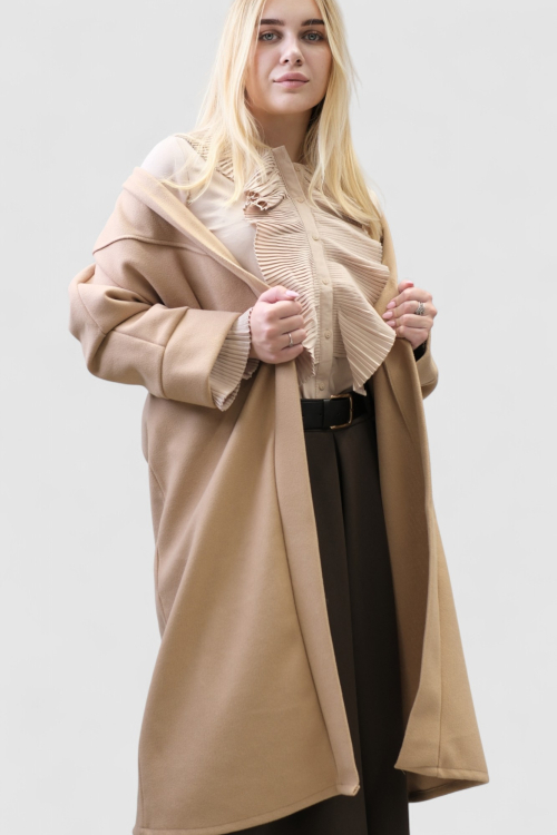 Ženski smeđi dugi kaput Carly