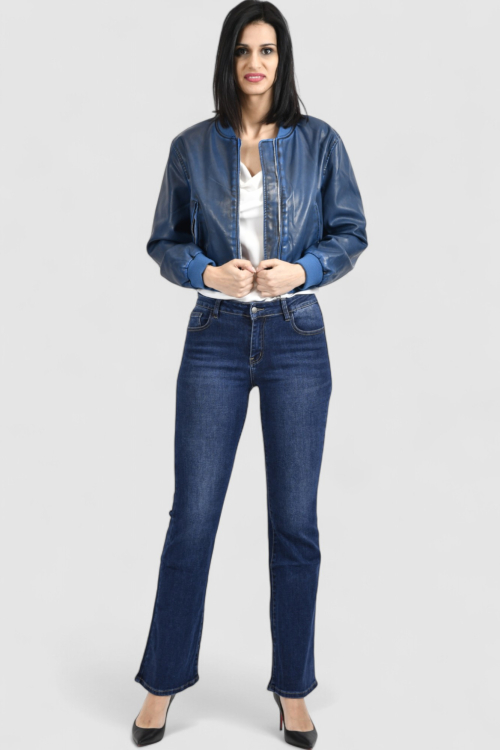 Ženska plava kožna jakna Isabelle