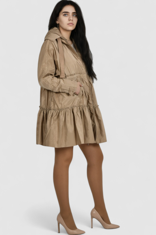 Ženska bež duga jakna Noa