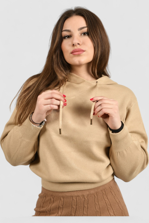 Ženska smeđa hoodica sa kapuljačom Noelia