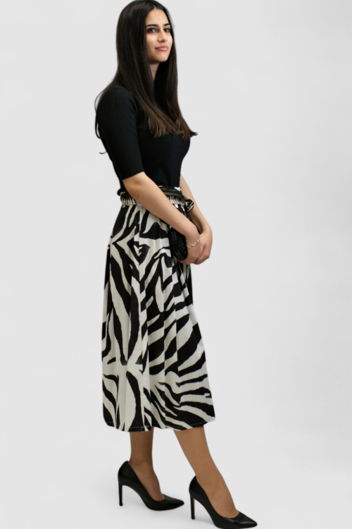 Ženska midi suknja zebra uzorak Theresa