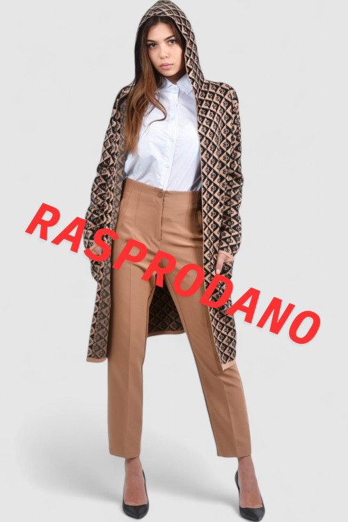 Ženski smeđi dugi kardigan Geode