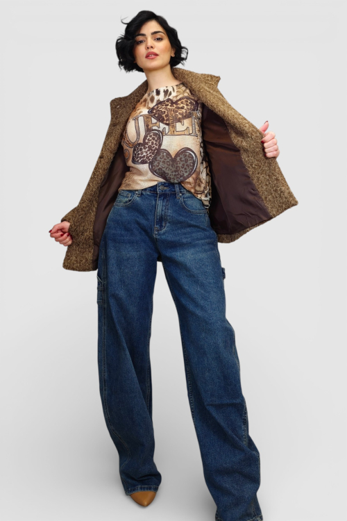 Ženska končana majica dugih rukava Faye sa printom srca