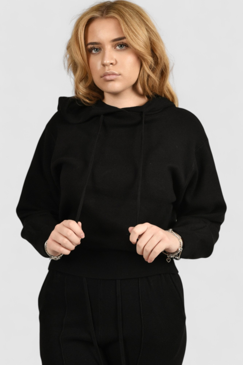 Ženska crna hoodica sa kapuljačom Noelia