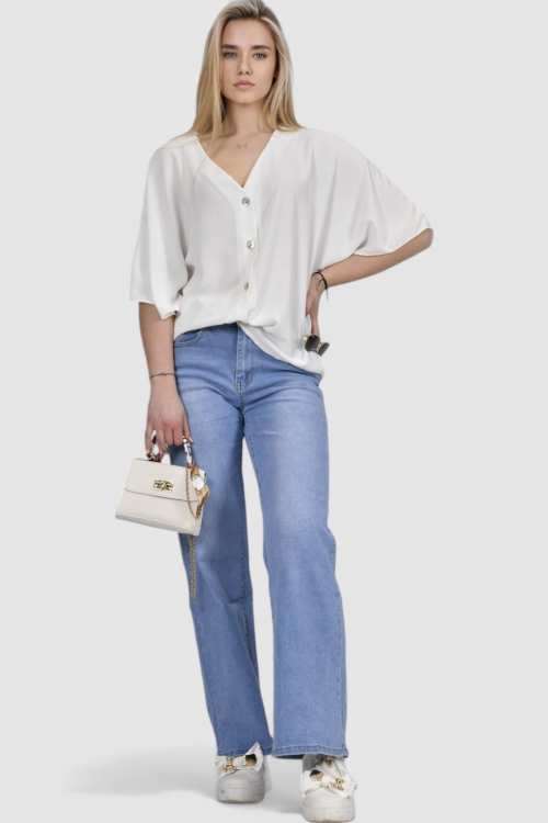 Ženske plave traperice široke nogavice Cora