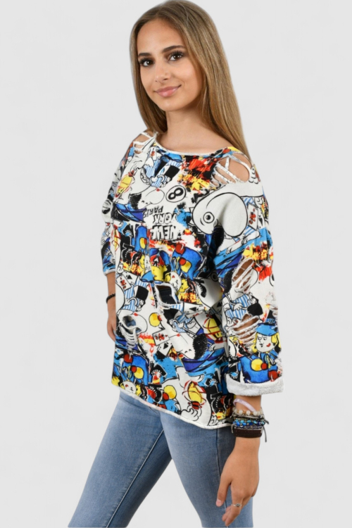 Ženska bijela hoodica bez kapuljače Celia