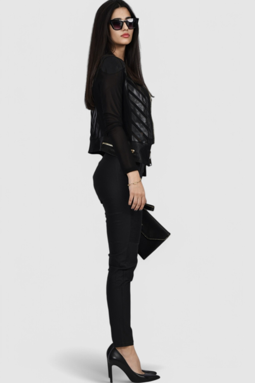 Ženske crne hlače u imitaciji kože Ciara