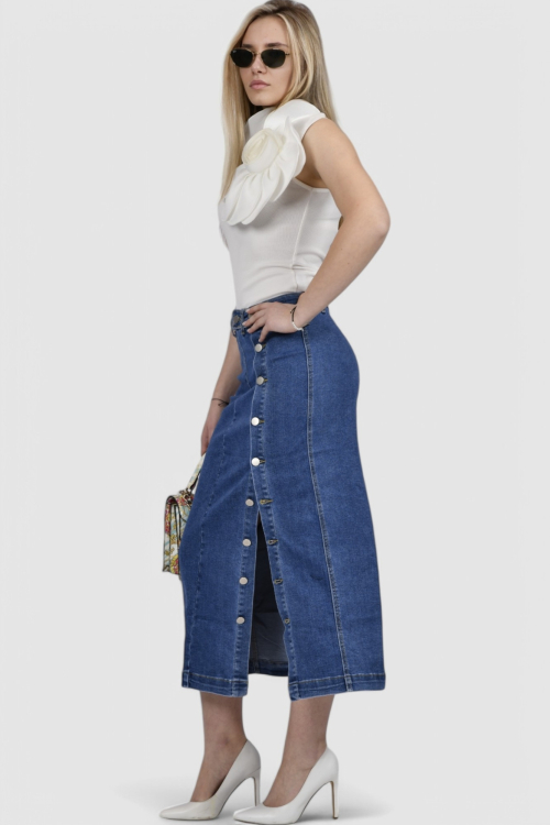 Ženska plava midi traper suknja  Marlene