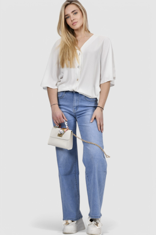 Ženske plave traperice široke nogavice Cora