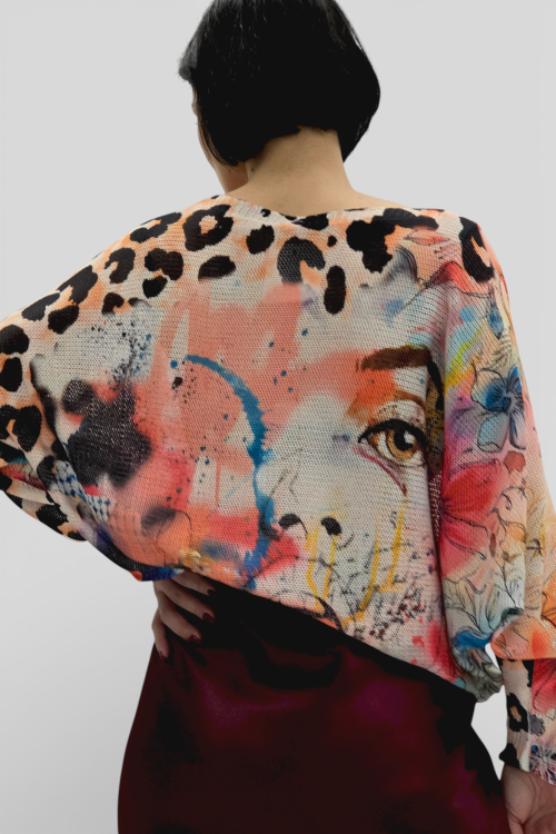 Ženska končana majica dugih rukava Faye sa printom oka