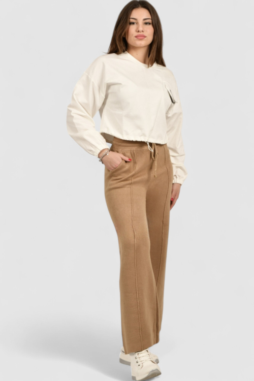 Ženska bijela hoodica bez kapuljače Sabine