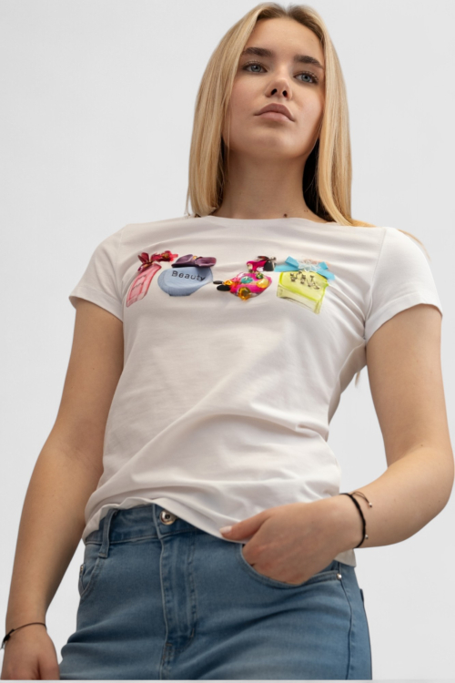 Ženska bijela majica kratki rukav Linnea