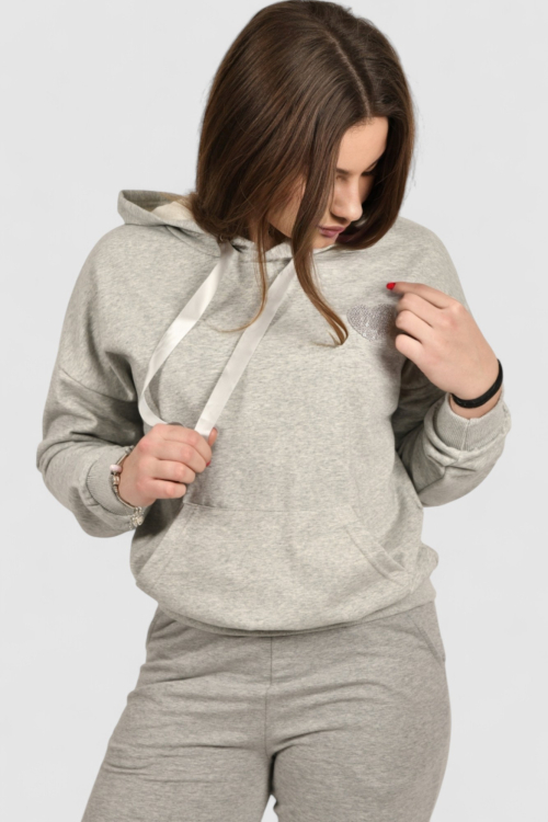 Ženska siva hoodica sa kapuljačom Ysabel