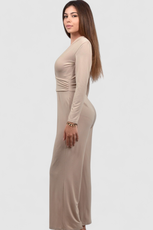 Ženski bež elegantni kombinezon Elara