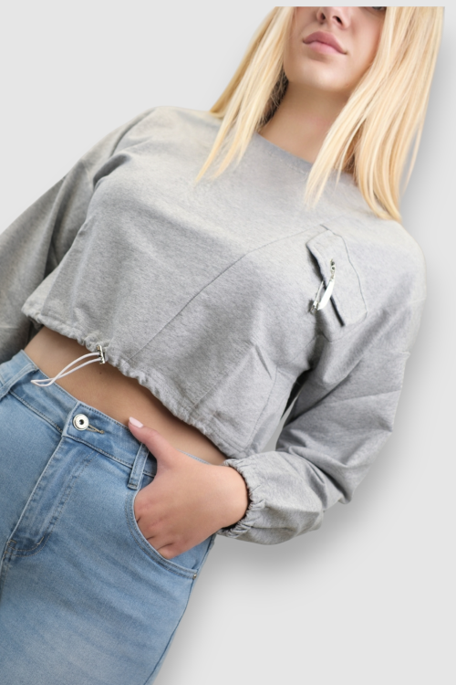 Ženska siva hoodica bez kapuljače Sabine