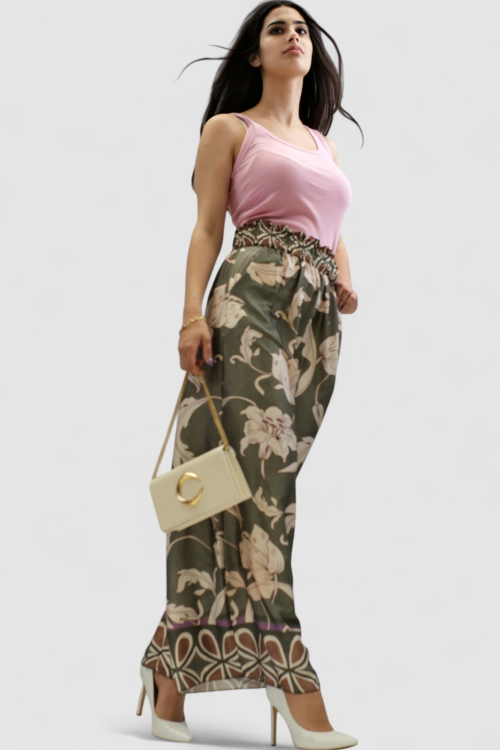 Ženske zelene modne hlače Leandra