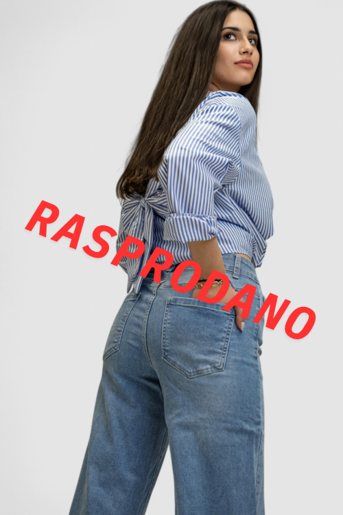 Ženska plava oversized košulja sa mašnom Illa
