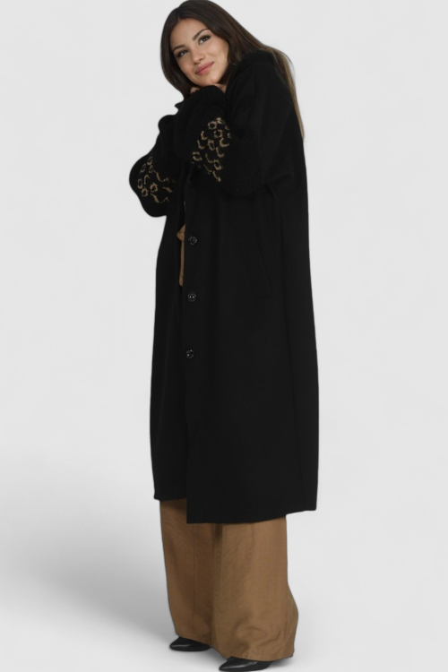 Ženski crni dugi kaput Zayna