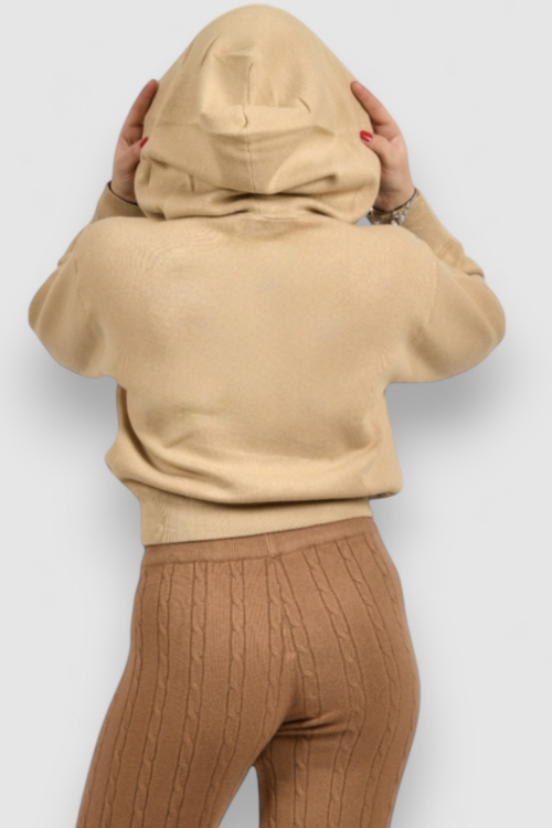 Ženska smeđa hoodica sa kapuljačom Noelia