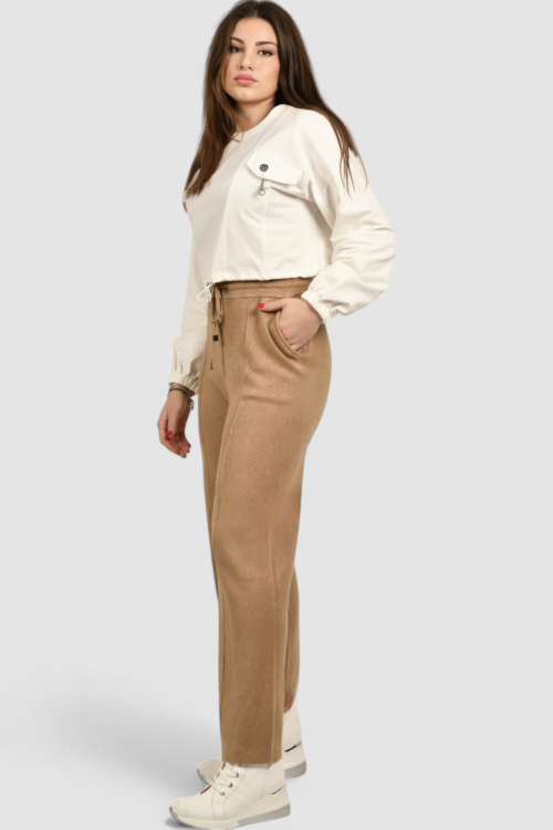 Ženska bijela hoodica bez kapuljače Sabine