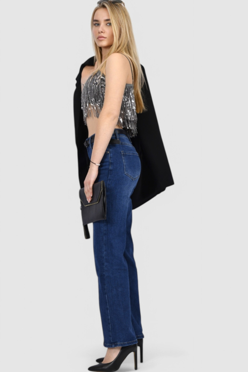 Ženske plave traperice široke nogavice Eileen