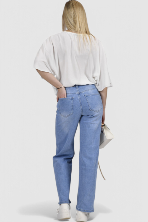 Ženske plave traperice široke nogavice Cora