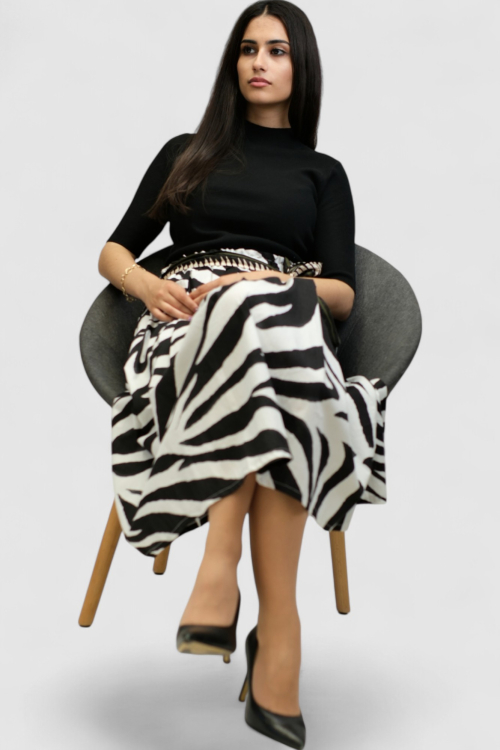 Ženska midi suknja zebra uzorak Theresa