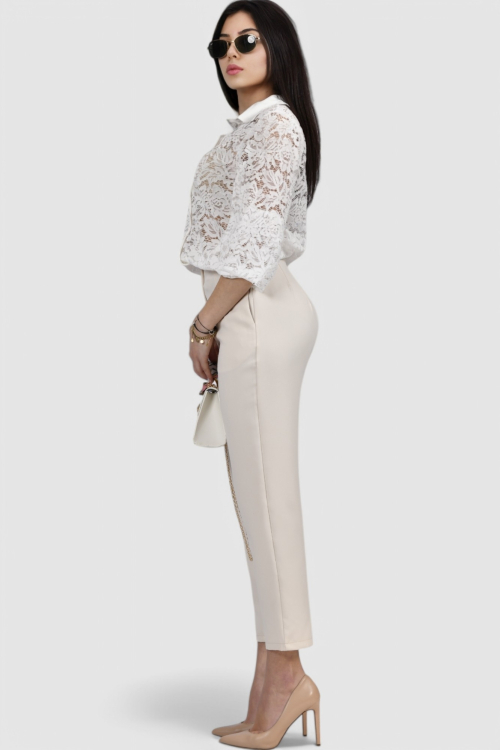 Ženske bež elegantne hlače Linette