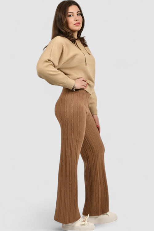 Ženska smeđa hoodica sa kapuljačom Noelia