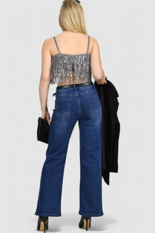 Ženske plave traperice široke nogavice Eileen