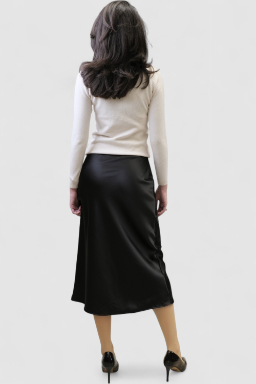 Satenska suknja Isolde u crnoj boji s diskretnim sjajem