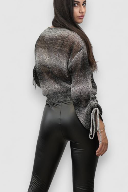 Ženski crni končani džemper Ida