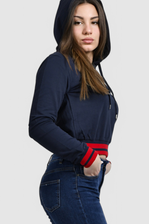 Ženska plava hoodica sa kapuljačom Mela