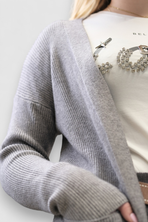 Ženski sivi kratki kardigan Jossie