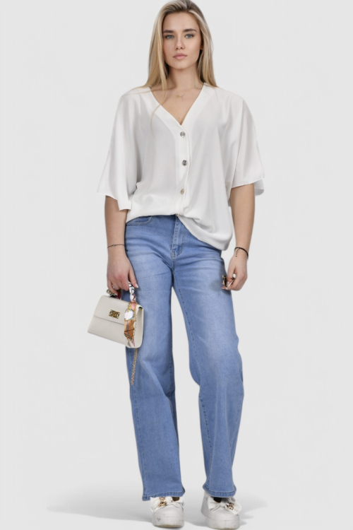 Ženske plave traperice široke nogavice Cora